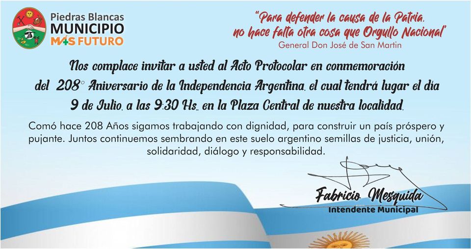 Mesquida encabezará el acto del 9 de Julio