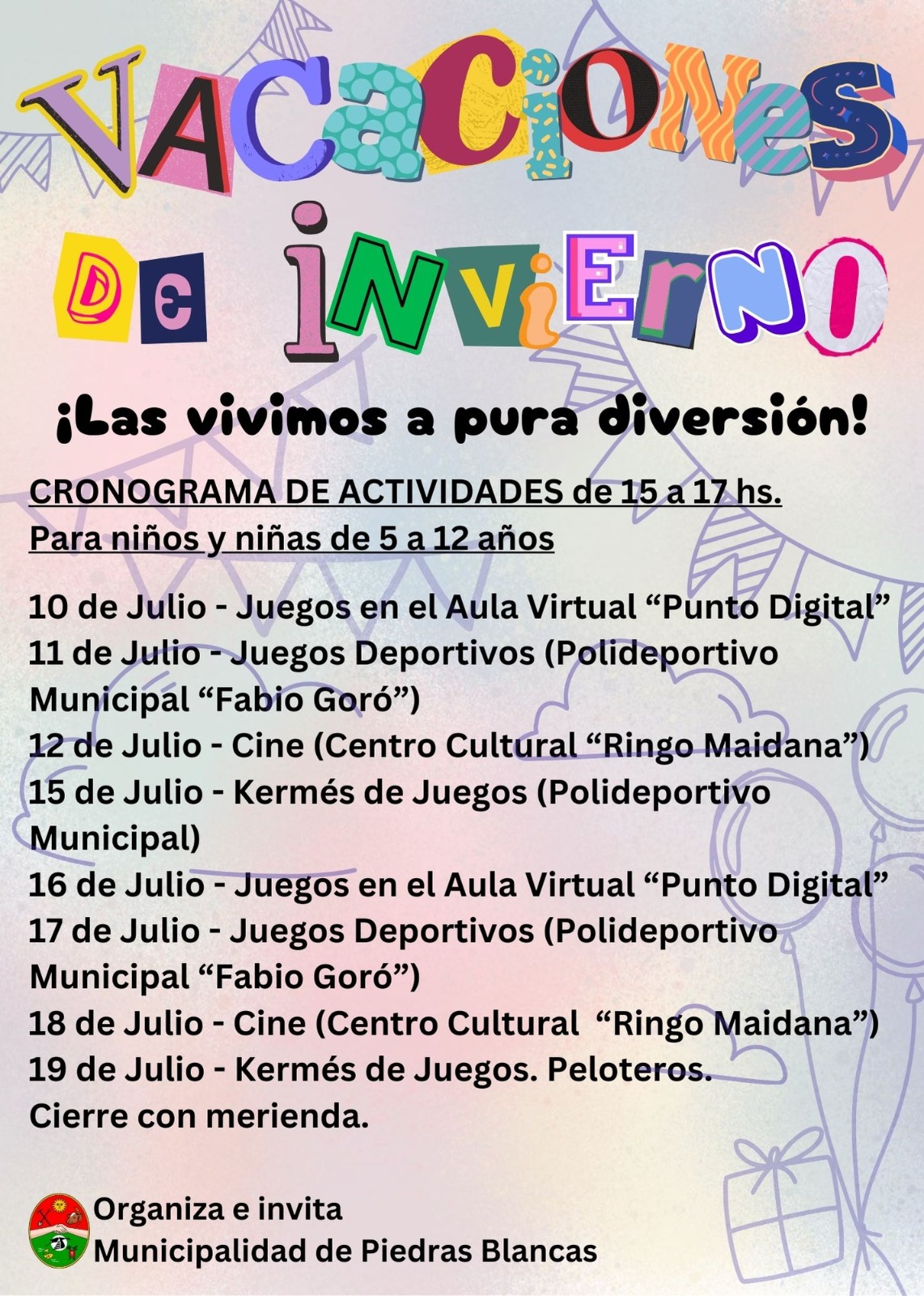 El Municipio presentó una “agenda de actividades” para estas Vacaciones de Invierno